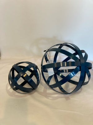 Sphere Blue Metal Pair 2 Sizes Ball