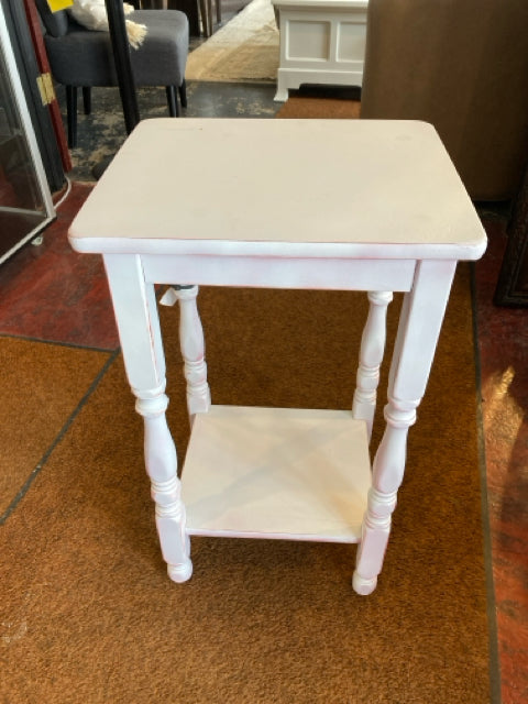 Painted Wood Tiered White Table