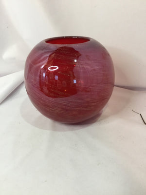 Vase Red Glass Swirl Ball Candle Holder