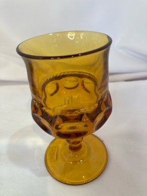 Indiana Glass Goblet Amber Thumbprint Glasses