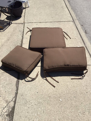 Outdoor/Outside Brown 3 piece Cushion Set