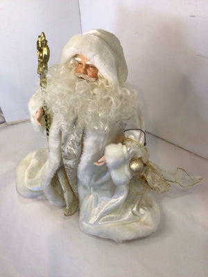 Christmas White Fabric Tree Topper Santa Holiday Item