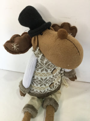 Christmas Brown/White Fabric Moose Holiday Item
