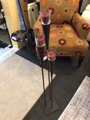 Floor Bronze Metal 3 Arm Candle Holder