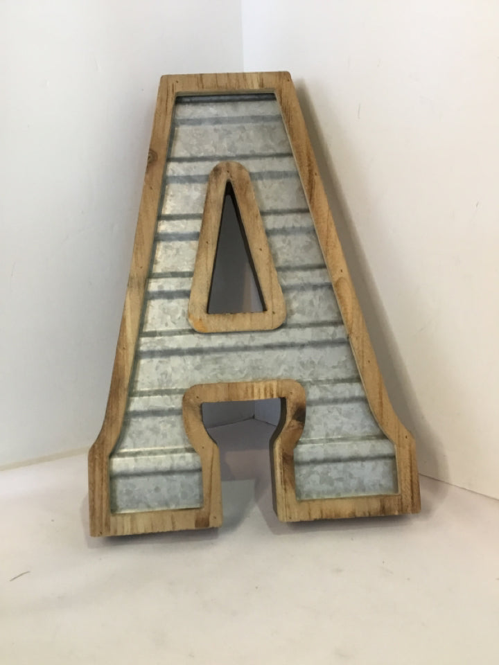 Rustic Brown/Gray Wood "A" Sign