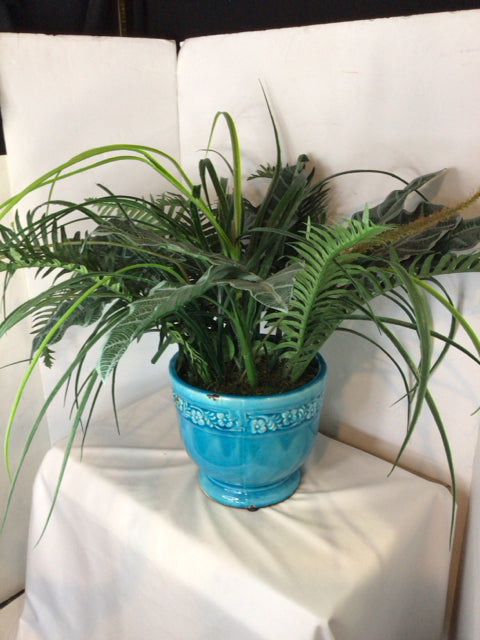 Green/Blue Fern Faux Plant
