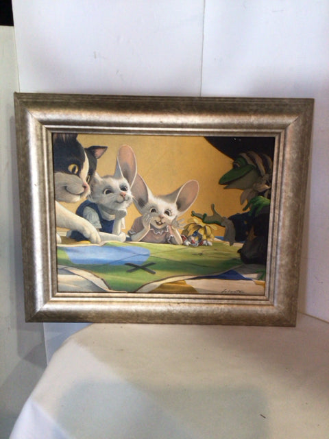 Black/White Cat Mouse Framed Art