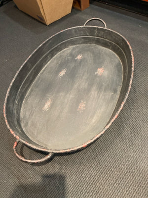 Vintage Black Metal Oval Tray