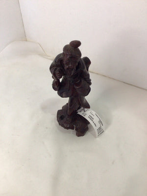 Asian Brown Wood Carved Figure Sculpture