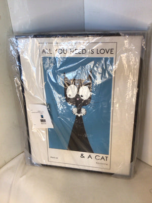 White/Blue Cat Framed Art