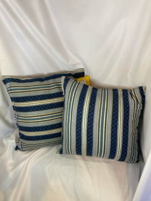 Down Blue Polyester Striped Pair Pillow Set