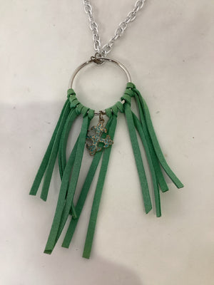 Silver/Green Circle Necklace