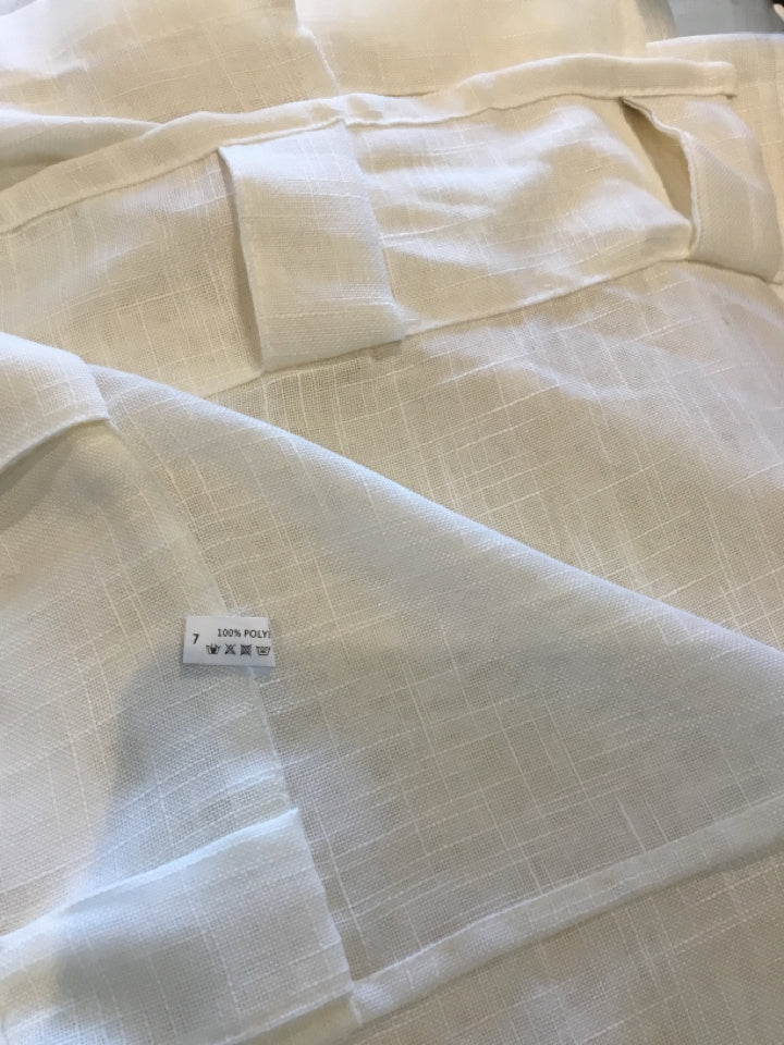 2 Panels Cream Polyester Sheer Draperies/Curtains