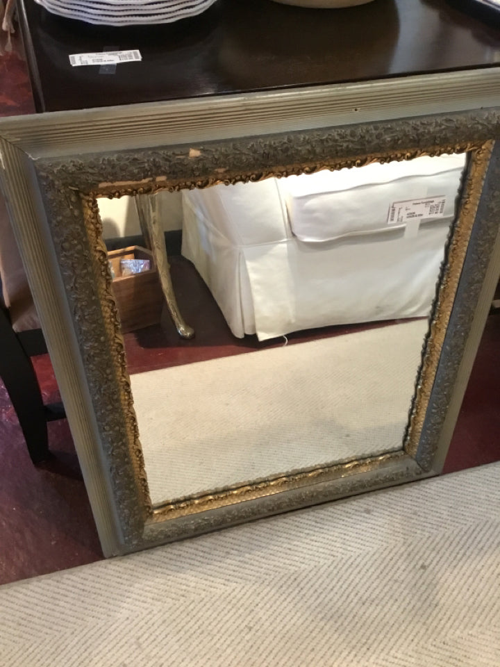 As Is Gray Wood Floral Mirror