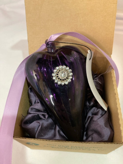 Purple Glass Heart Figurine