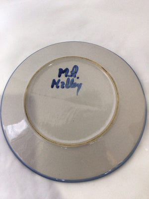 M.A. Hadley Gray/Blue Pottery Bread Plate