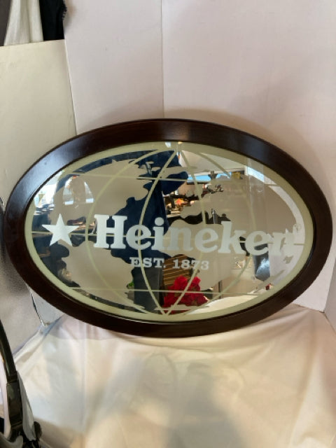 Vintage Oval Silver/White Beer Mirror