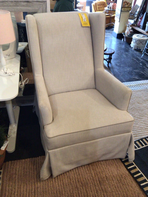 Pottery Barn Swivel Tweed Rocking Beige/Cream Chair