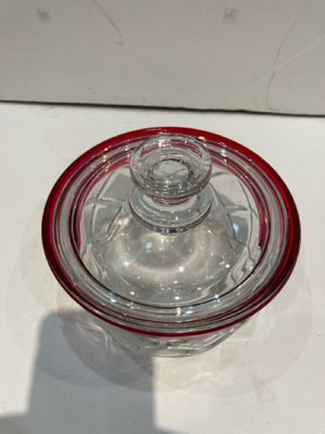 Candy Dish Cranberry Glass Lidded Holiday Item