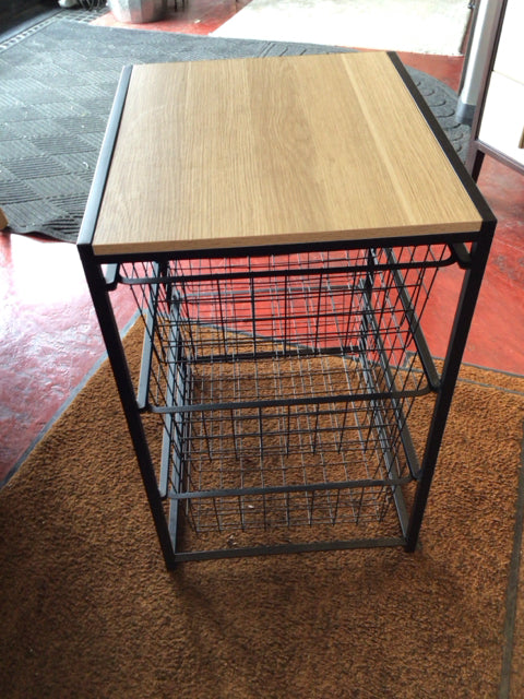 Brightroom Organizer Black/Tan Wood/Metal 3 Drawers Cabinet