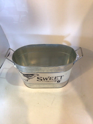 Silver/White Galvanized Bird Bucket