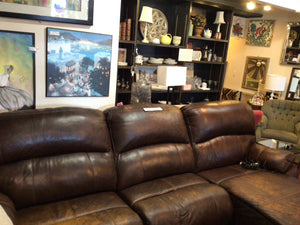 Ashley 3 Piece Leather Electric Recliner Brown Sectional Sofa