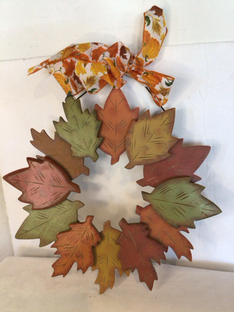 Fall Orange/Brown Wood Leaves Holiday Item
