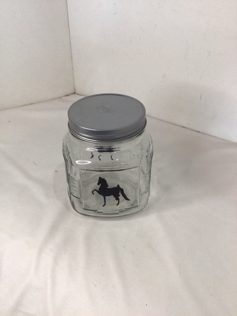 Clear/Black Glass Horses Jar