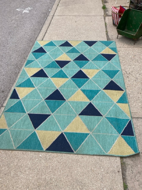 Outdoor/Outside Olefin Teal/Blue Rug