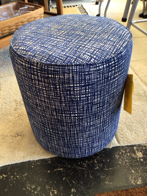 Upholstered Blue/White Stool/Foot Stool/Ottoman