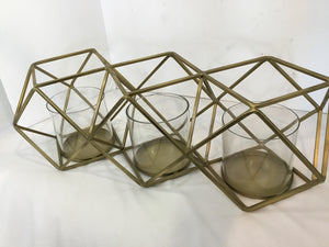 Geometric Gold Metal Candle Holder