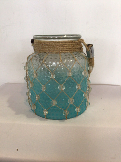 Clear/Blue Glass Beaded Lantern