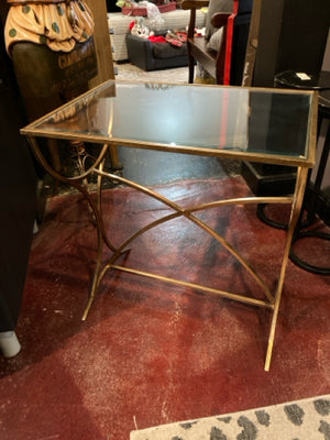 Fortin Side Metal/Glass Gold Table