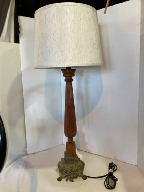 Vintage Brown Wood/Metal Lamp