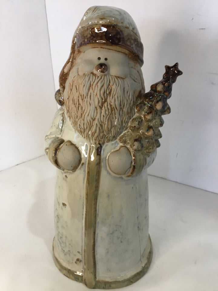 Rustic Tan Ceramic Santa Holiday Item