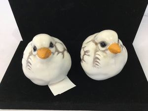 Pair White/Gray Ceramic Birds Figurine