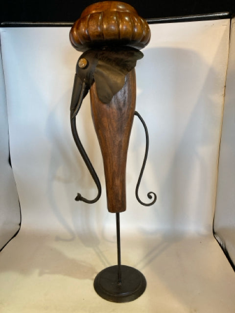 Floor Brown/black Wood & Metal Elephant Candleholder(s)