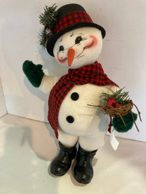 Annalee Christmas White/Black Cotton Snowman Holiday Item