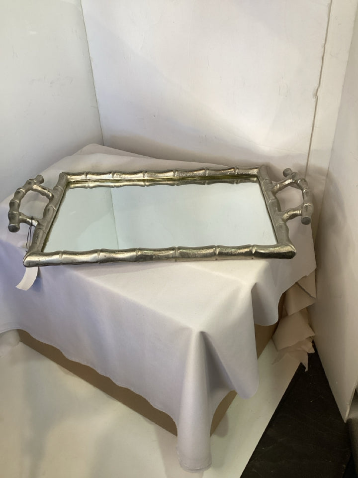 Silver Metal Mirror Tray