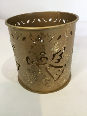 Candle Holder Gold Metal Angels Holiday Item