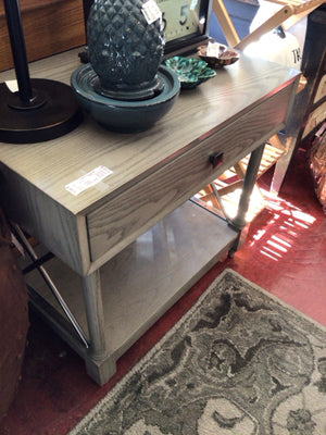 Hickory Industrial Wood/Metal Night Stand Drawer Gray Table