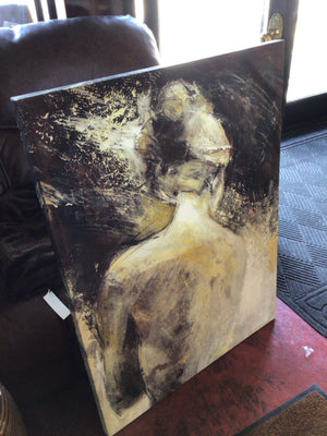 Black/Green Woman Stretch Canvas Art