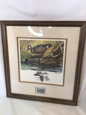 Signed Print Brown/Yellow Duck Framed Art