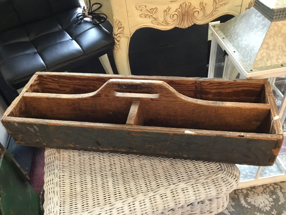 Vintage Brown Wood Handle Tray