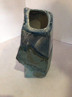 Tony Evans Raku Blue Pottery Vase