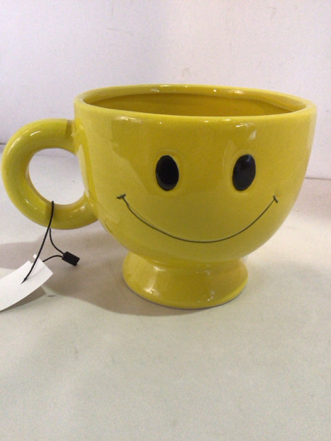 Vintage Yellow Ceramic Smiley Face Mug