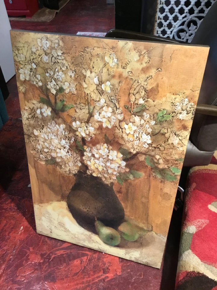 Still Life Tan/Cream Fruit Stretch Canvas Art