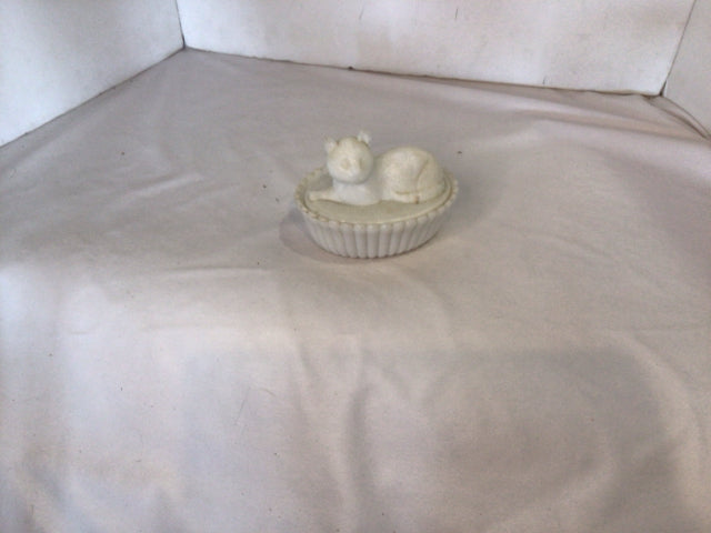 Candy White Milk Glass Cat Bowl