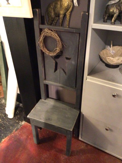 Folk Art Wood Star Blue Chair