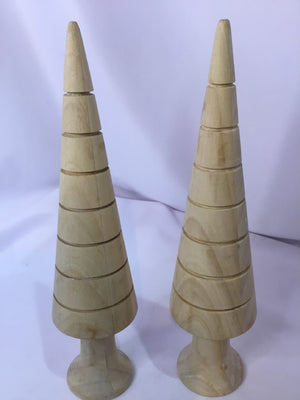 Set of 2 Natural Wood Christmas Tree Holiday Item